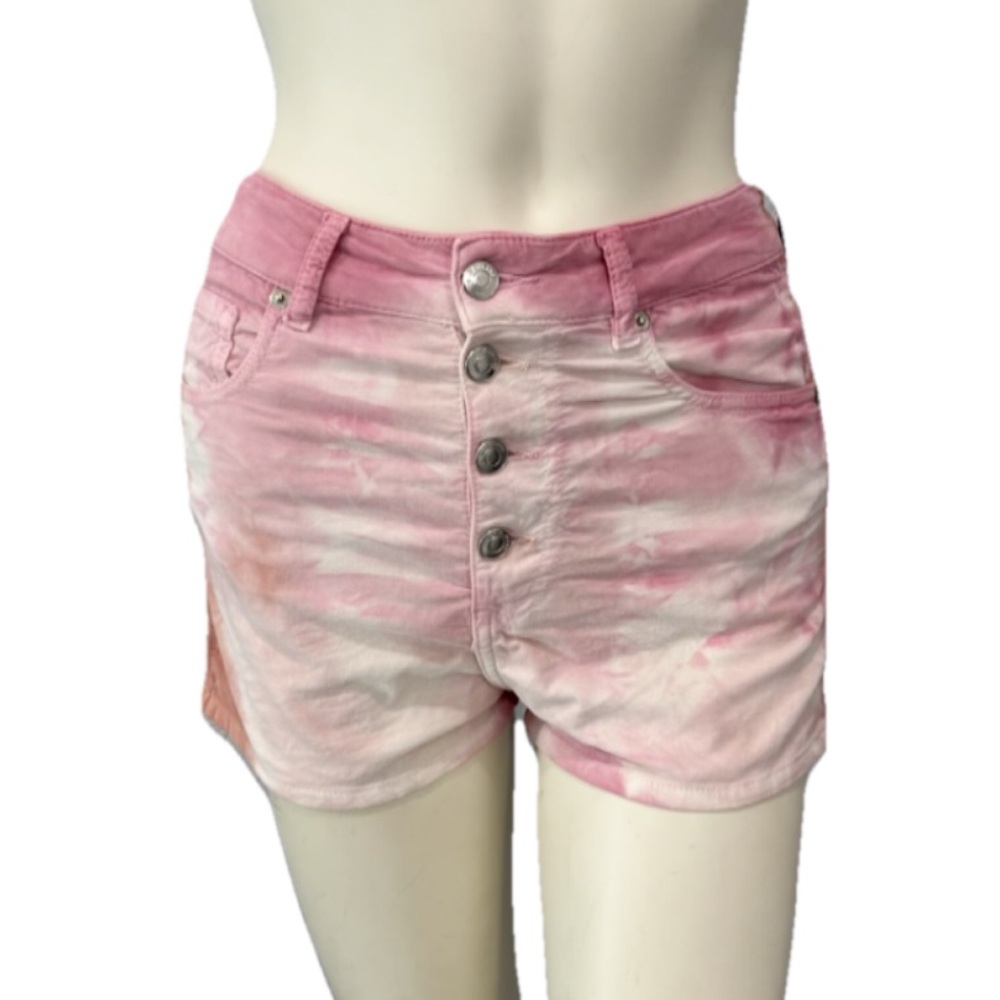 IRO INARZO Pink Tie-Dye Button Fly High Rise Shorts Women’s 26 Cotton Stretch